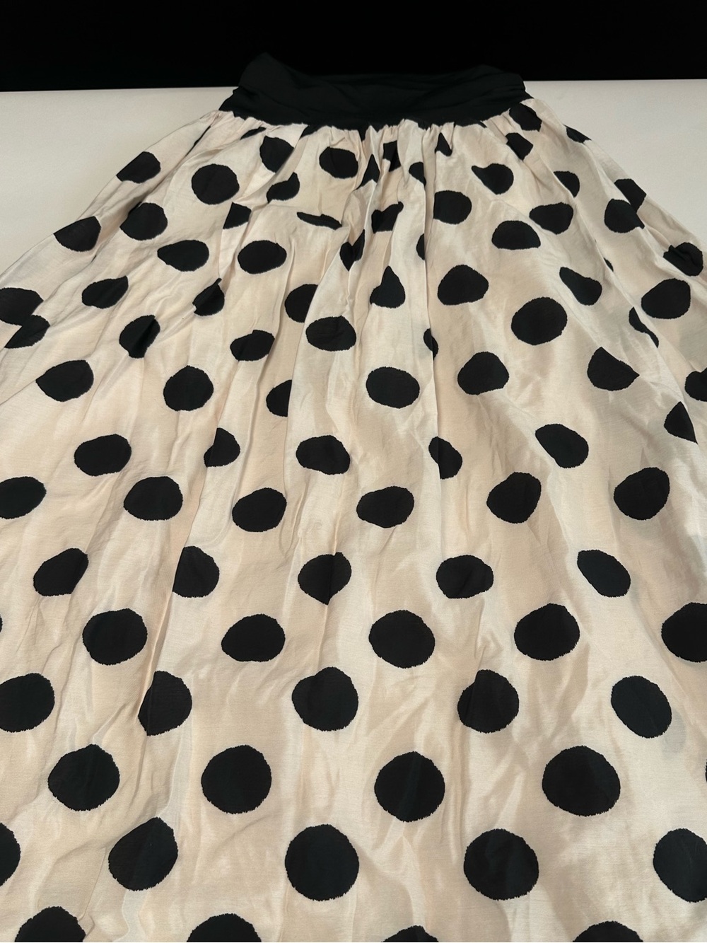 Off Shoulder Ruched Polka Dot Full Skirt Maxi Dress Romantic Retro Black Off-Sho - Picture 9 of 9